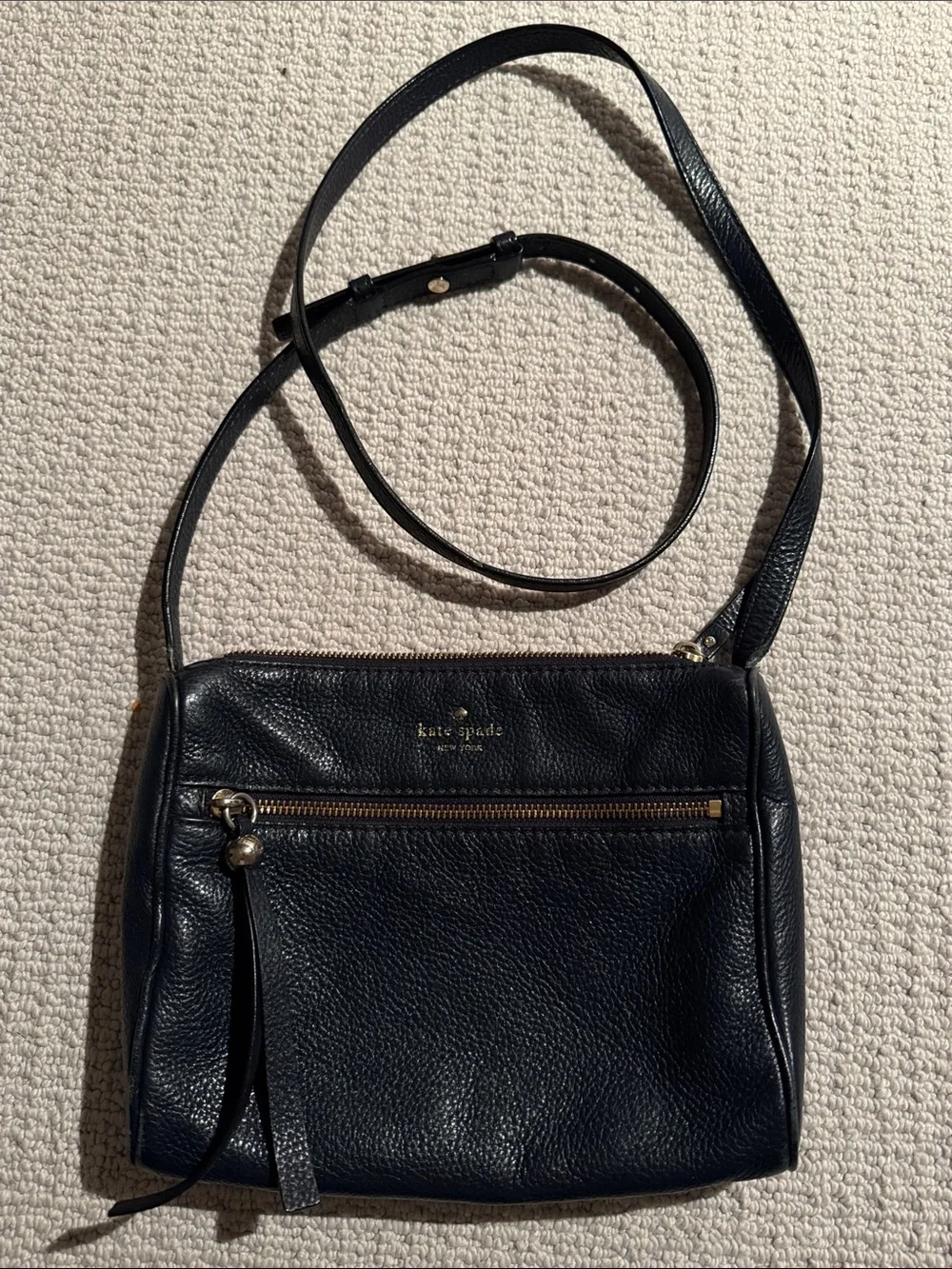 kate spade navy Pebbled Leather Crossbody with Front Zip